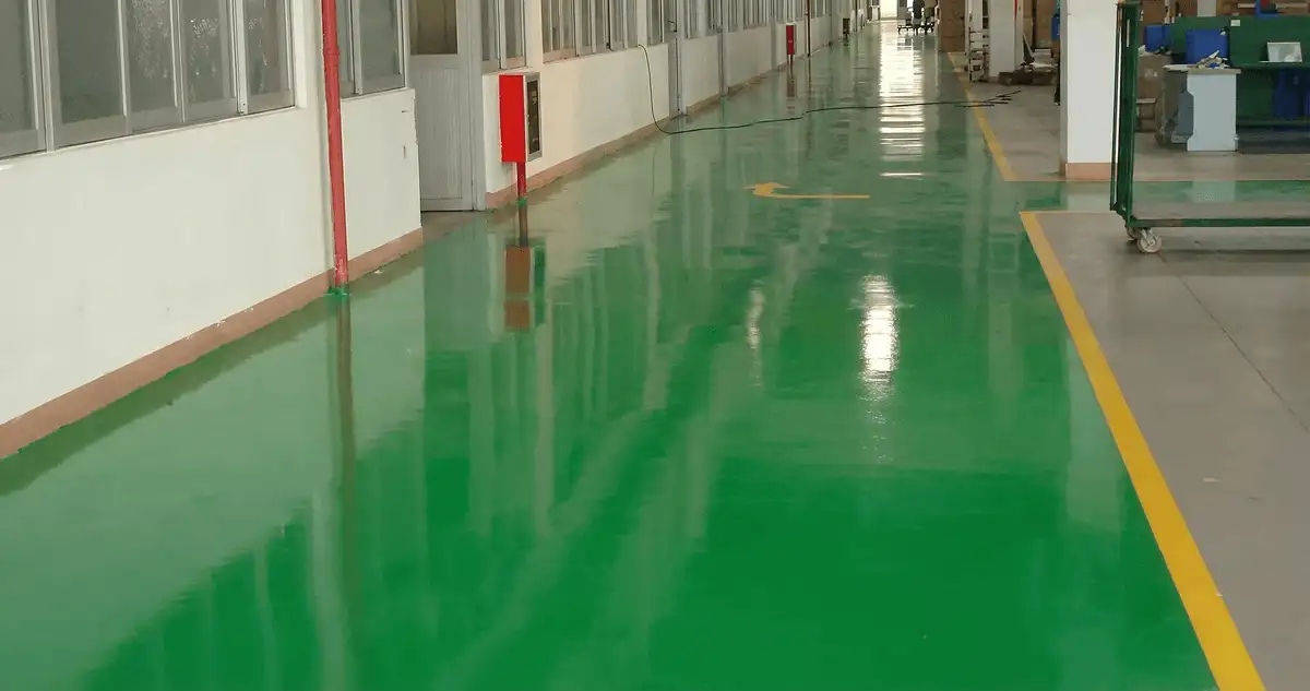 A factory floor professionally covered and marked with epoxy flooring in Grand Rapids, MI
