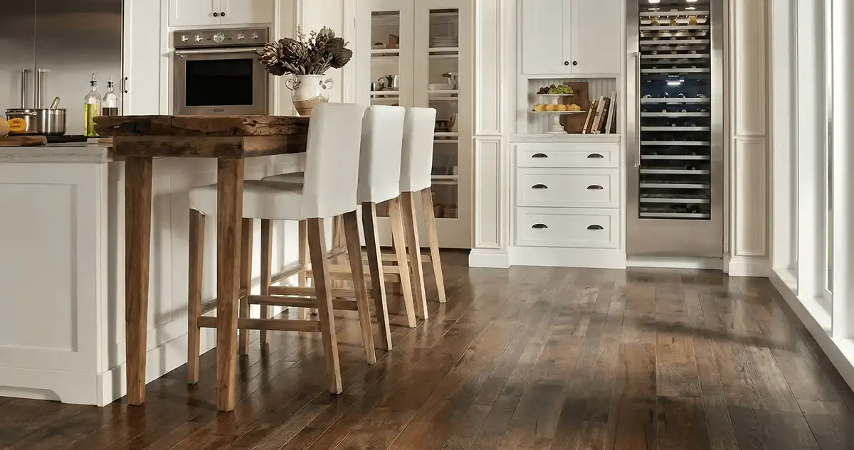 Professionally installed and refinished hardwood flooring in a residential home, showcasing smooth finish and natural wood tones in Grand Rapids, MI